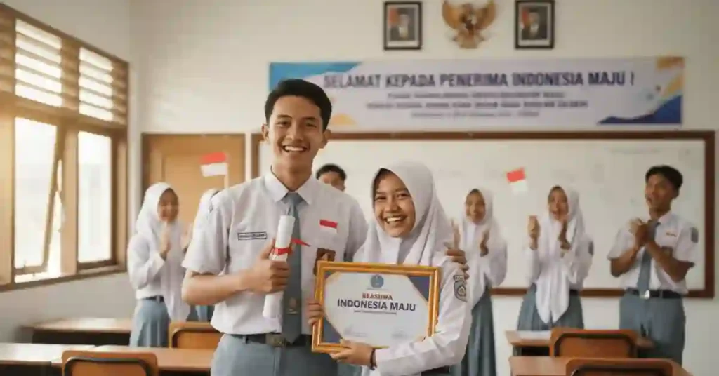 siswa mendapatkan beasiswa indonesia maju